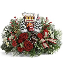 Thomas Kinkade's Festive Fire Station Bouquet Cottage Florist Lakeland Fl 33813 Premium Flowers lakeland